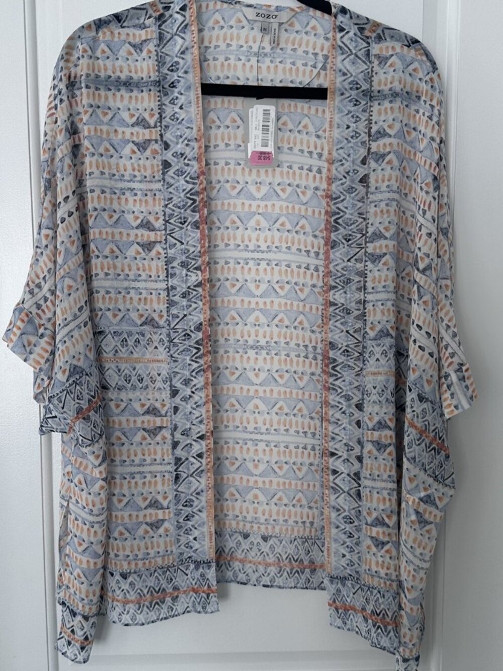 ZOZO Open Front Cardigan M Multi Geometric Boho NWT